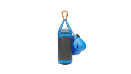 Boxing bag and gloves on a hook