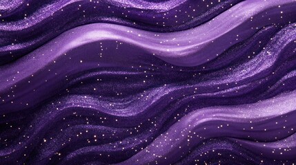 Abstract purple waves with gold glitter
