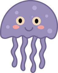 Adorable Purple Jellyfish Cartoon Illustration