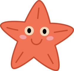 Smiling Orange Starfish Cartoon Illustration