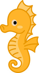 Cute Yellow Seahorse Cartoon Illustration