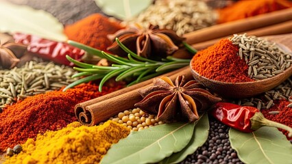 Vibrant spices and herbs for culinary delights