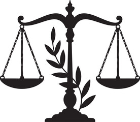 Scales of justice symbol representing law fairness and legal judgment