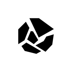 Fragmented Polygon Structure Icon, Broken Connection or Network Symbol