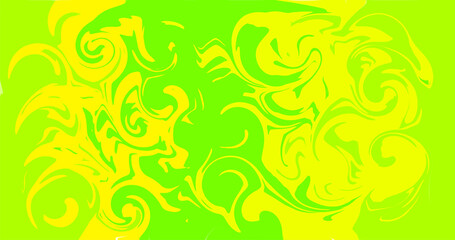 Vibrant Swirling Green and Yellow Abstract Background