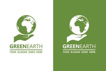 ecology earth planet globe icons isolated on white and green background