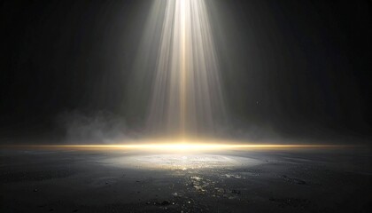 Serene Golden Light Band Blurred on a Pitch-Black Background