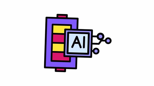 AI Powered Battery Icon: Artificial Intelligence Energy Management and Optimization Concept for Smart Power Solutions and Future Technology