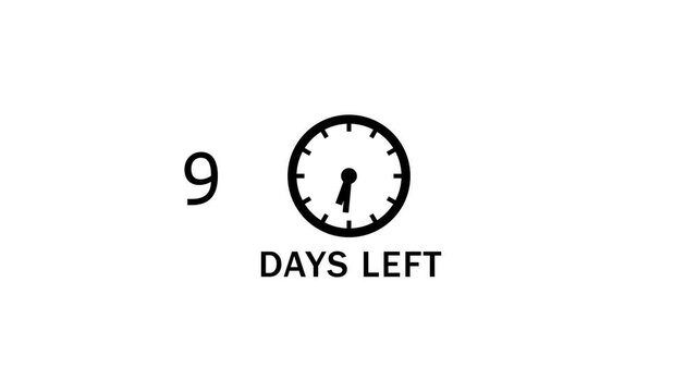 16 Days left countdown clock  icon animation. Countdown timer clock animation.