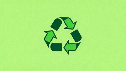 Recycling symbol on green background