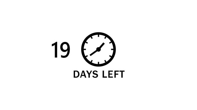 33 Days left countdown clock  icon animation. Countdown timer clock animation.