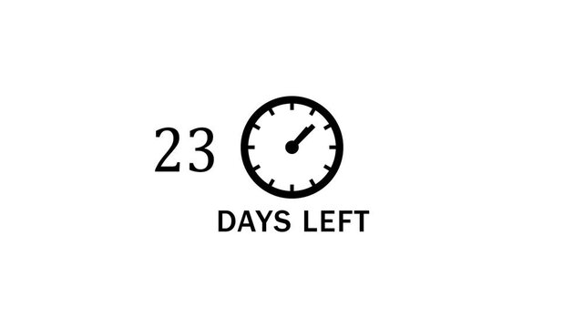 41 Days left countdown clock  icon animation. Countdown timer clock animation.