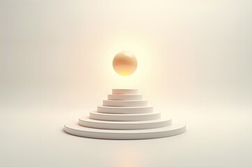 Fototapeta premium Geometric Steps with Floating Sphere