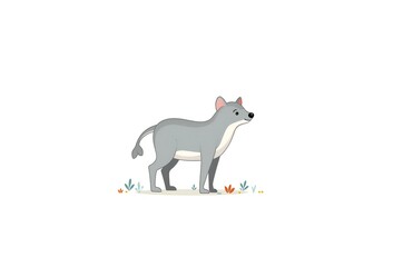 Standing Wolf Illustration Amidst Greenery
