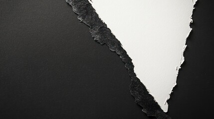 revealing contrast: a striking monochrome composition featuring torn paper edges that expose a pristine, textured white against dark backdrop