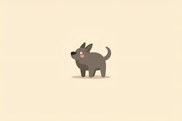 Cute Cartoon Dog Standing on a Light Background