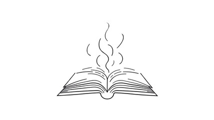 Minimalist Open Book with Abstract Ethereal Lines Rising, Symbolizing Knowledge