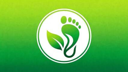 Obraz premium Footprint and leaf symbol on green background