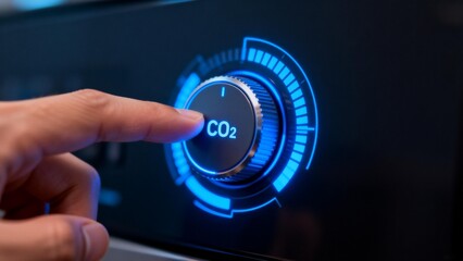 Hand pressing CO2 button on digital interface