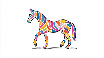 風を切って駆ける馬と重なる和文様が印象的な2026年干支年賀用イラスト｜伝統的な意匠と抽象的構成が特徴で、和風アートや正月素材としても汎用性抜群