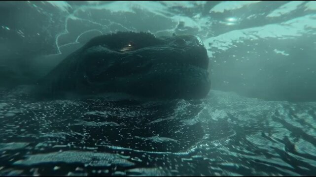 Mysterious Underwater Creature Emerges from Dark Depths.