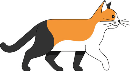 Flat vector illustration of a Cat isolated on white background