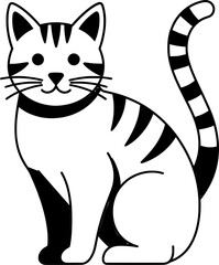 Outline vector drawing of a Cat for coloring book with black line art