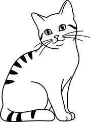 Outline vector drawing of a Cat for coloring book with black line art