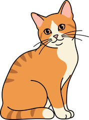 Flat vector illustration of a Cat isolated on white background
