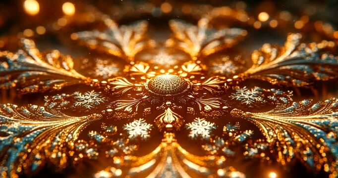 Intricate golden floral pattern with shimmering details