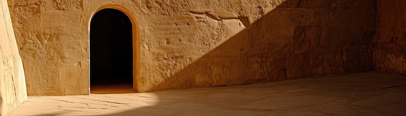 Empty arched doorway in a dusty desert structure
