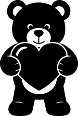 Cute teddy bear holding heart silhouette expressing love, affection and Valentine gifting idea