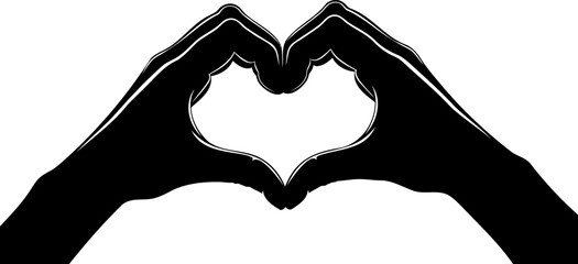 Hands forming heart shape silhouette representing love, care, unity and emotional connection