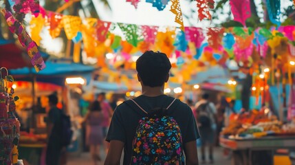 Wandering through a vibrant mexican fiesta market with cultural immersion