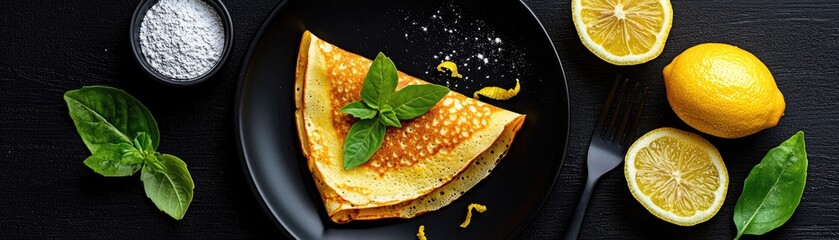A delectable lemon-infused crepe with fresh herbs.