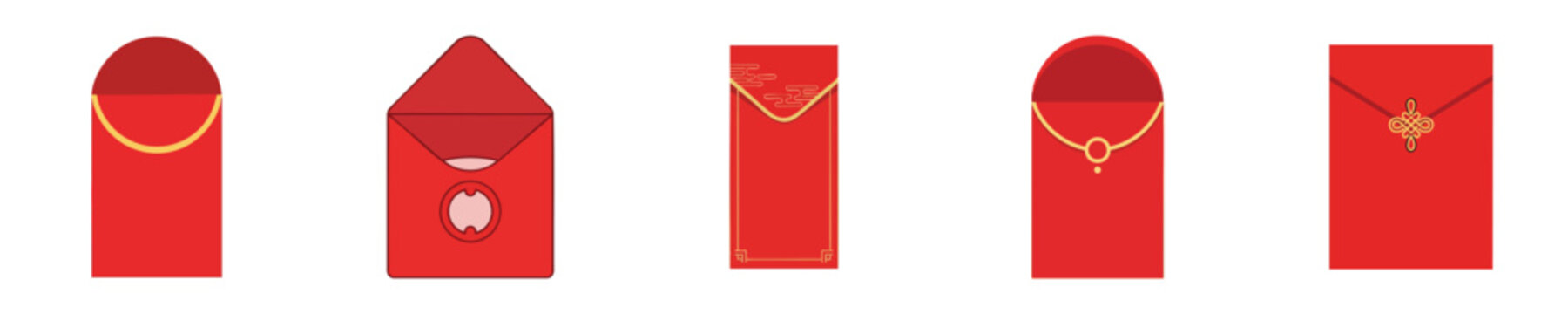 Red Envelope Chinese Lunar Angpao Flat Vector Design Collection Premium Set