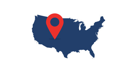 Map of the United States with a Red Location Pin Indicating a Point of Interest
