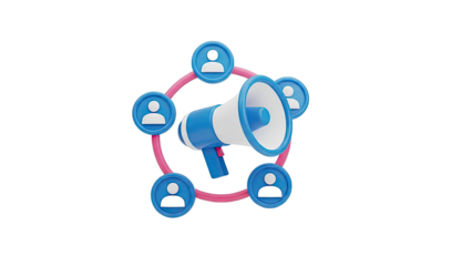 Megaphone and People Icons Network