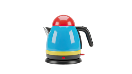 Brightly Colored Electric Kettle with Red Dome Lid