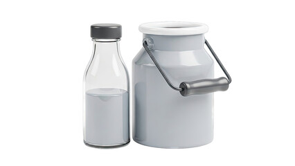 Milk bottle and milk can
