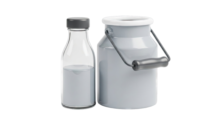 Milk bottle and milk can
