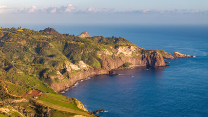 Breathtaking aerial view of the coast and landscapes of Maui Hawaii showcasing cliffs and ocean...