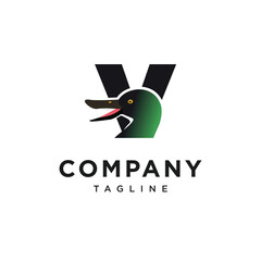 Letter V Northern Spade Duck Logo Icon Vector