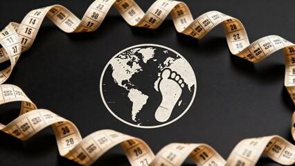 Footprint and globe with measuring tape