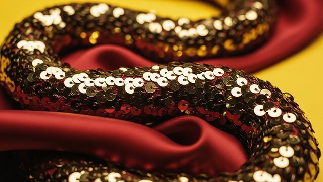 Abstract Gold and Red Sequin Texture Background for Luxury Lunar New Year