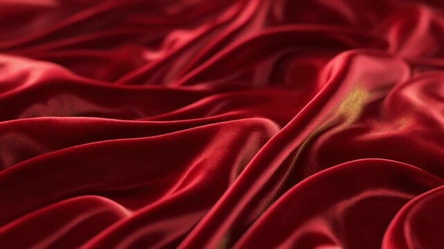 Luxurious deep red velvet fabric artfully draped in soft, flowing folds, its rich texture and subtle sheen creating an elegant, warm, and sophisticated backdrop for any design concept