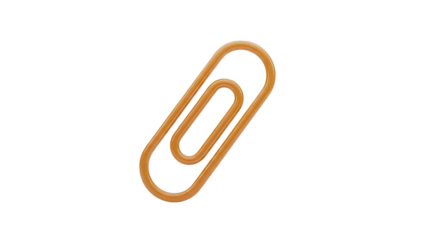 Orange Paperclip on White Background