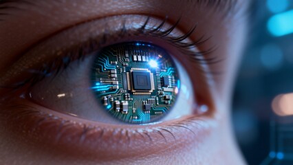 cybernetic eye with circuit board