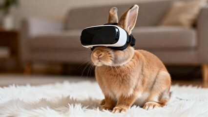 Rabbit wearing VR headset