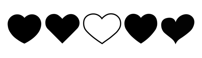 Black Heart | Love | Logo | Variations | Hand Drawing